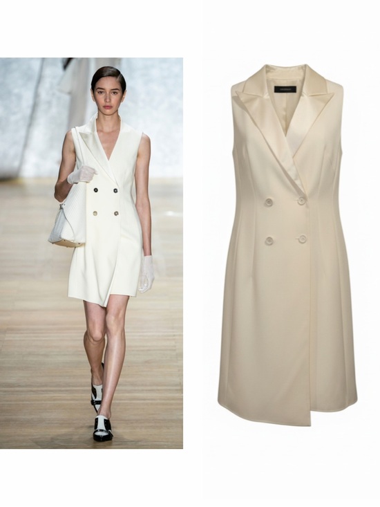 Akris Dresses & Skirts - Akris Ivory Wool Coat Dress Double Breasted Asymmetric 8 Runway Classic NWT 🟡